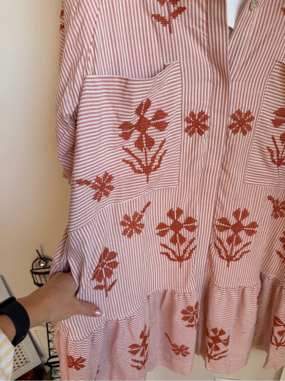 NWT J.Marie Kade Embroidered Short Sleeve Button up Mini Dress Sz XL - Picture 14 of 16